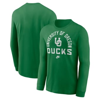 Men's Nike Green Oregon Ducks Legacy Arched Logo Long Sleeve T-Shirt