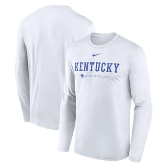 Men's Nike White Kentucky Wildcats 2025 Courtside Basketball Shootaround Legend Dri-FIT Long Sleeve T-Shirt