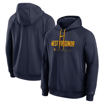 Men's Nike Navy West Virginia Mountaineers 2025 Courtside Basketball Practice Raglan Dri-FIT Hoodie