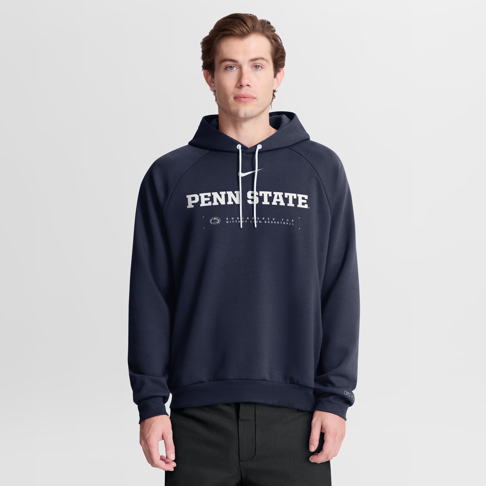 Men's Nike Navy Penn State Nittany Lions 2025 Courtside Basketball Practice Raglan Dri-FIT Hoodie
