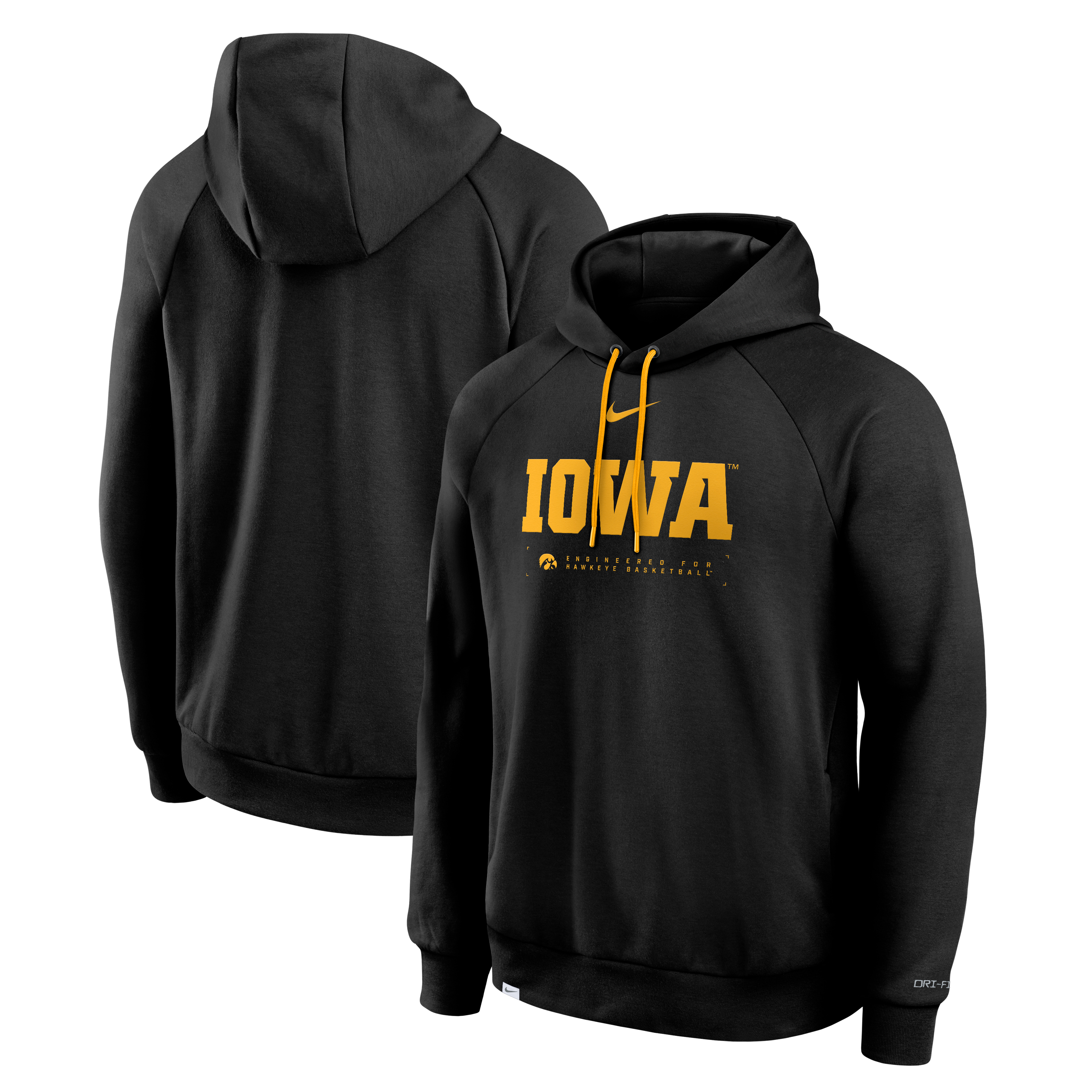 Men's Nike Black Iowa Hawkeyes 2025 Courtside Basketball Practice Raglan Dri-FIT Hoodie