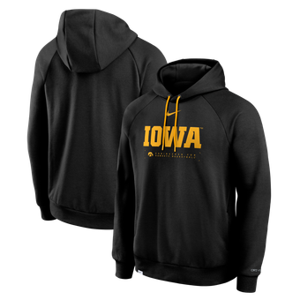 Men's Nike Black Iowa Hawkeyes 2025 Courtside Basketball Practice Raglan Dri-FIT Hoodie