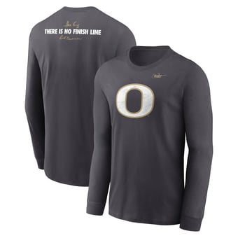 Men's Nike Anthracite Oregon Ducks Shoe Duck There Is No Finish Line Dri-FIT Long Sleeve T-Shirt