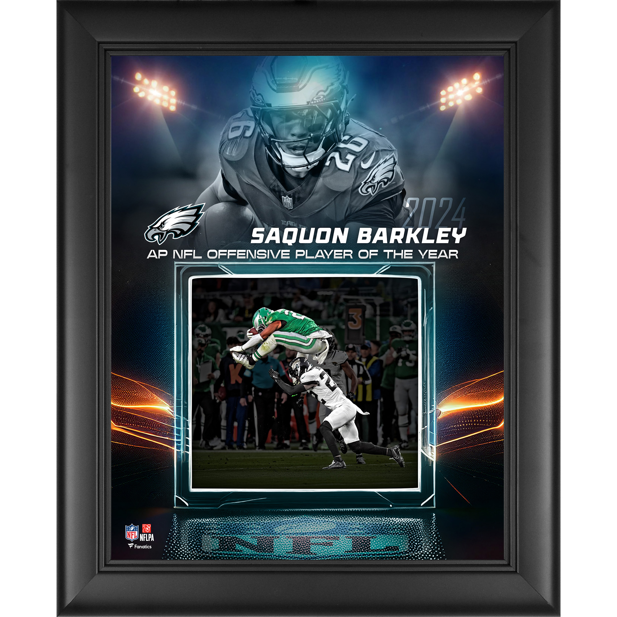 Saquon Barkley Philadelphia Eagles Framed 13" x 16" 2024 Offensive Player of the Year Collage