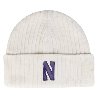 Men's Under Armour  Stone Northwestern Wildcats Sideline Halftime Shallow Cuffed Knit Hat