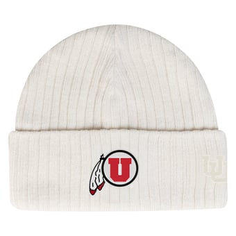 Men's Under Armour  Stone Utah Utes Sideline Halftime Shallow Cuffed Knit Hat