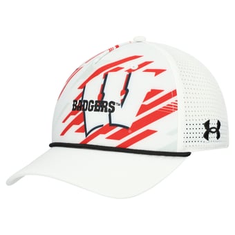 Men's Under Armour  White Wisconsin Badgers College Essentials Driver Rope Iso-Chill Adjustable Hat