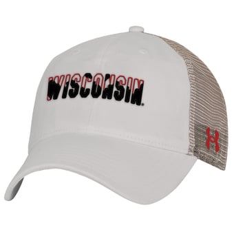 Men's Under Armour  Cream Wisconsin Badgers College Essentials Adjustable Trucker Hat