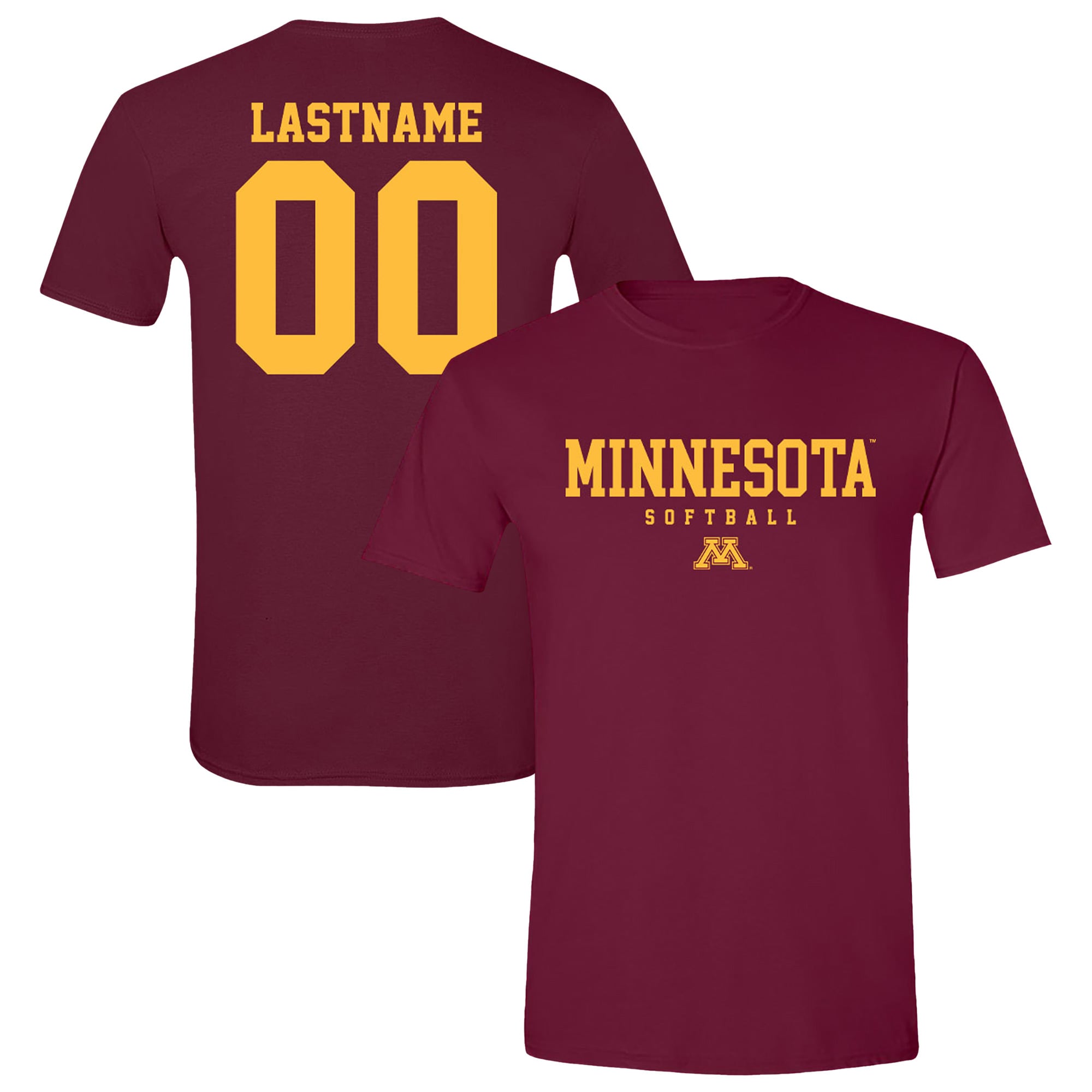Unisex  Maroon Minnesota Golden Gophers NIL Pick-A-Player Softball Shirsey T-Shirt