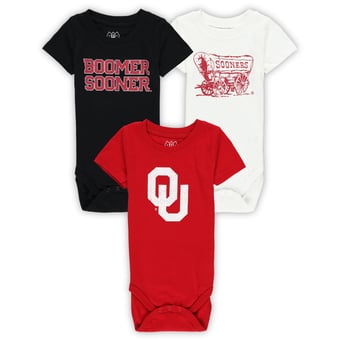 Infant Wes & Willy  Oklahoma Sooners Three-Pack Bodysuit Set