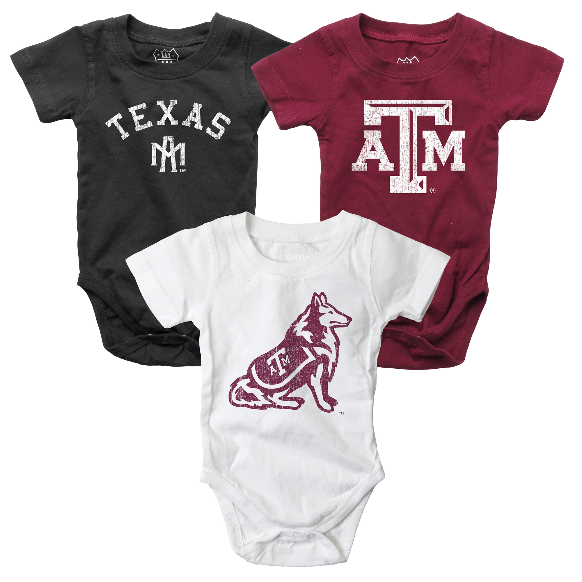 Infant Wes & Willy  Texas A&M Aggies Three-Pack Bodysuit Set
