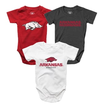 Infant Wes & Willy  Arkansas Razorbacks Three-Pack Bodysuit Set