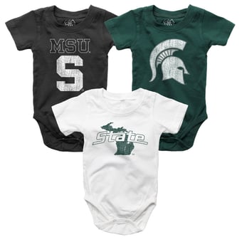 Infant Wes & Willy  Michigan State Spartans Three-Pack Bodysuit Set