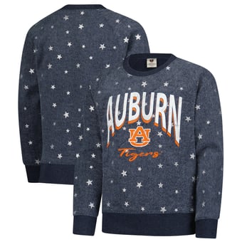 Girls Youth Wes & Willy  Navy Auburn Tigers Shimmer Star Reverse Sweatshirt