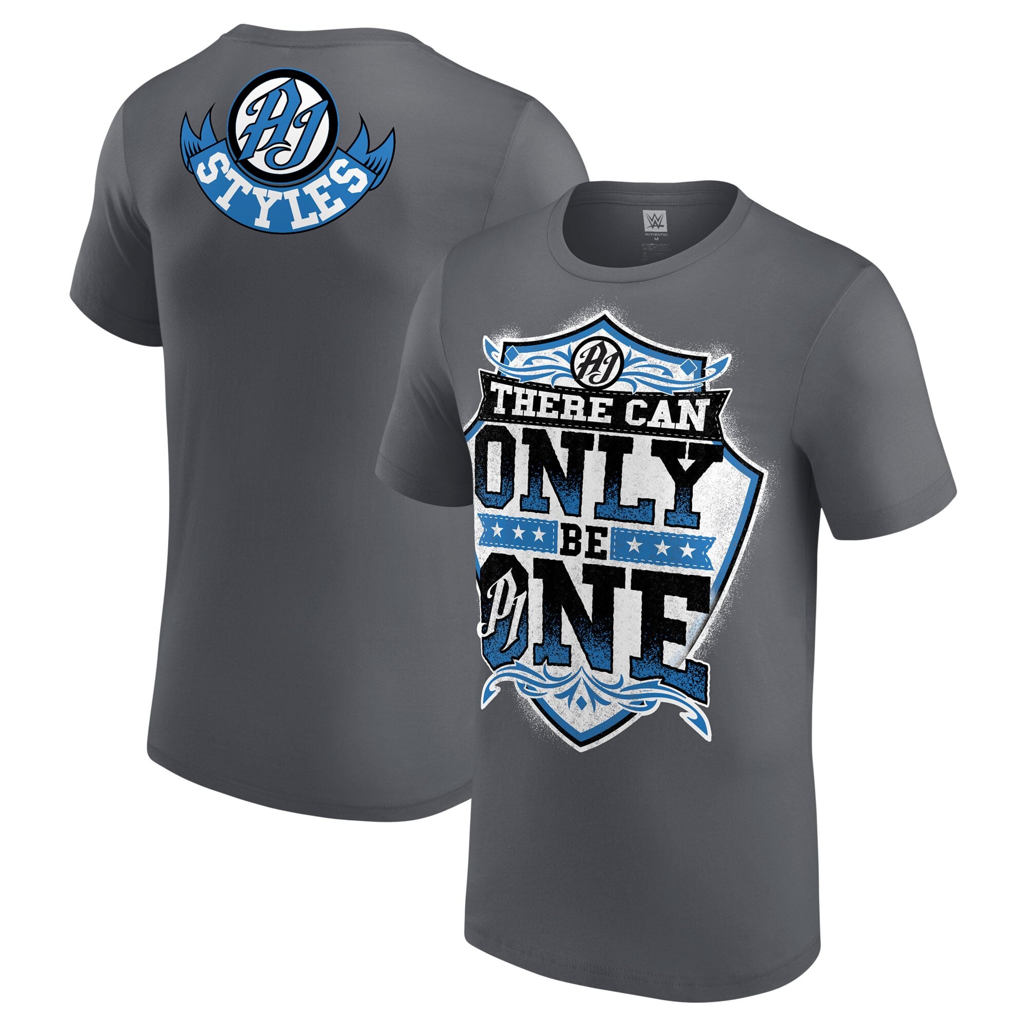 Men's Gray AJ Styles There Can Only Be One T-Shirt