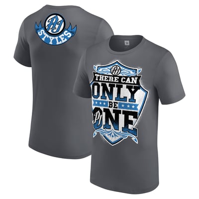 Men's Gray AJ Styles There Can Only Be One T-Shirt