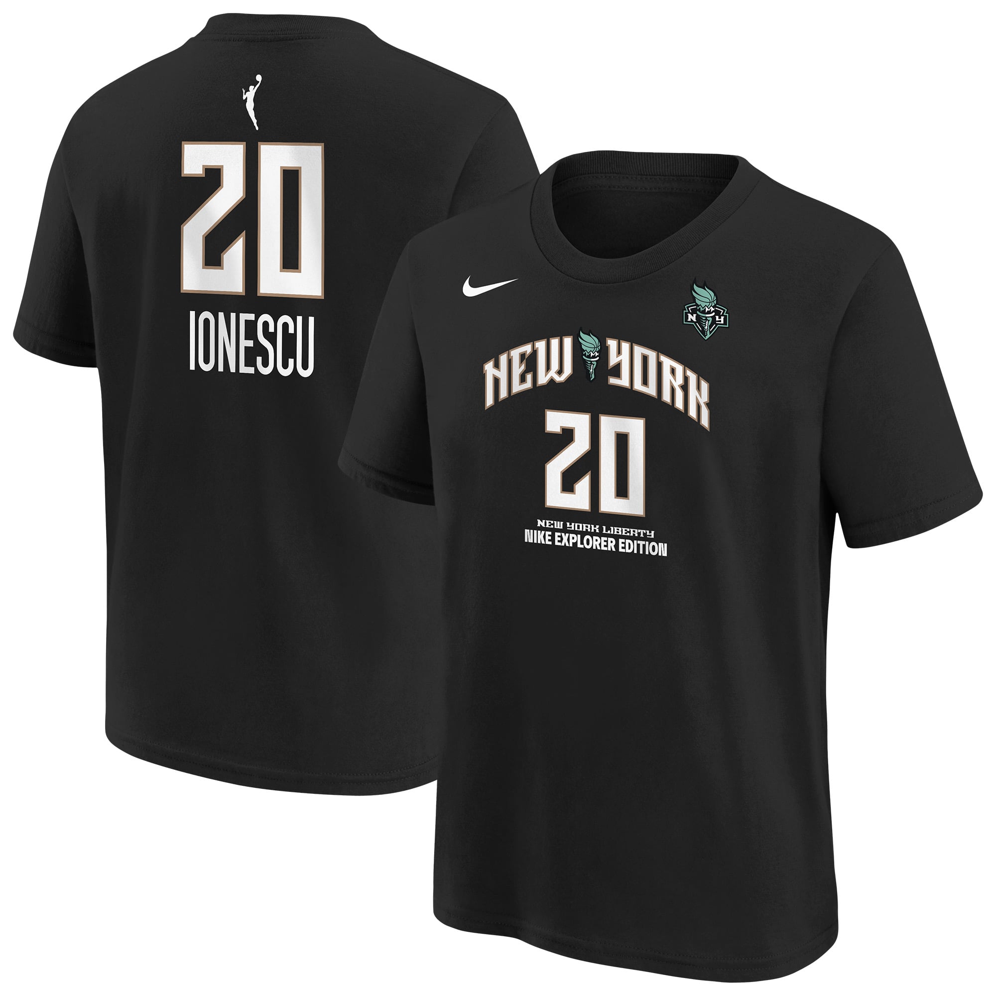 Youth Nike Sabrina Ionescu Black New York Liberty Explorer Edition Name & Number T-Shirt
