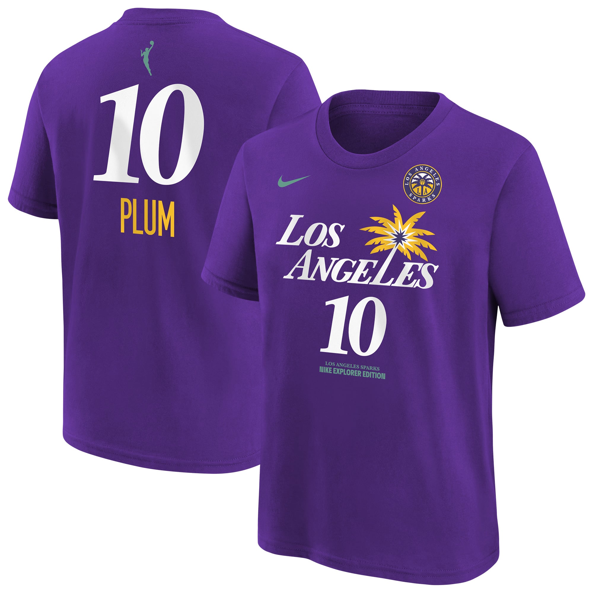 Youth Nike Kelsey Plum Purple Los Angeles Sparks Explorer Edition Name & Number T-Shirt