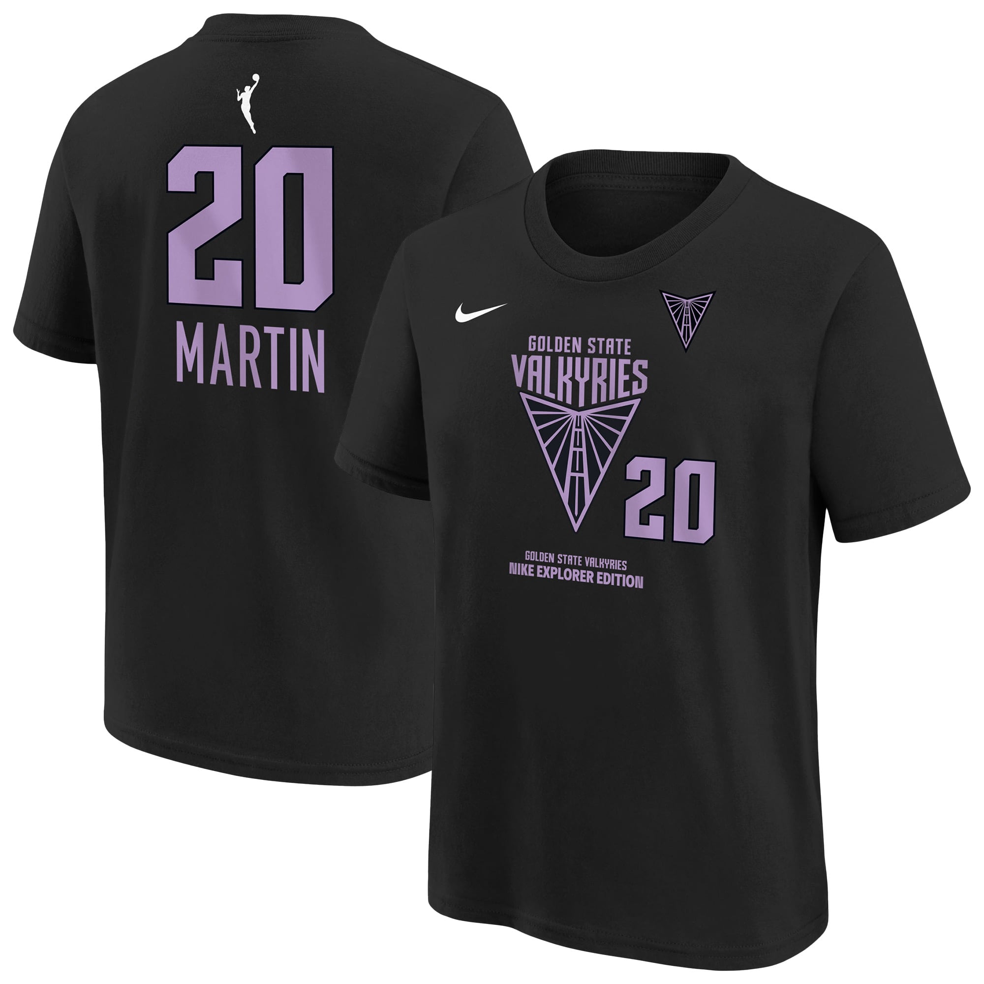Youth Nike Kate Martin Eclipse Black Golden State Valkyries Explorer Edition Name & Number T-Shirt
