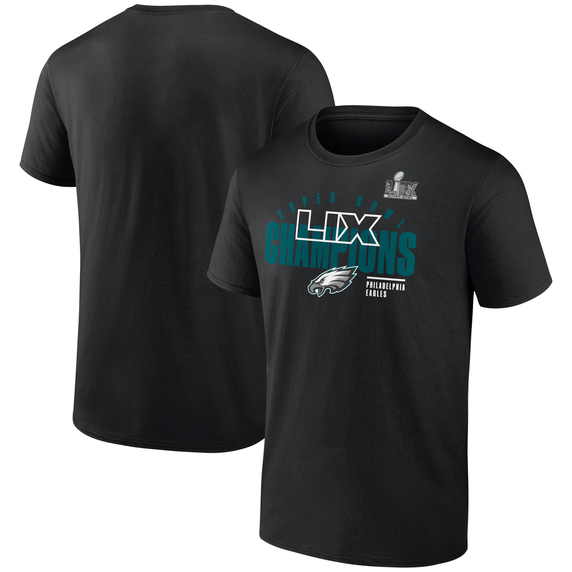 Men's Fanatics Black Philadelphia Eagles Super Bowl LIX Champions Big & Tall Iconic Victory T-Shirt