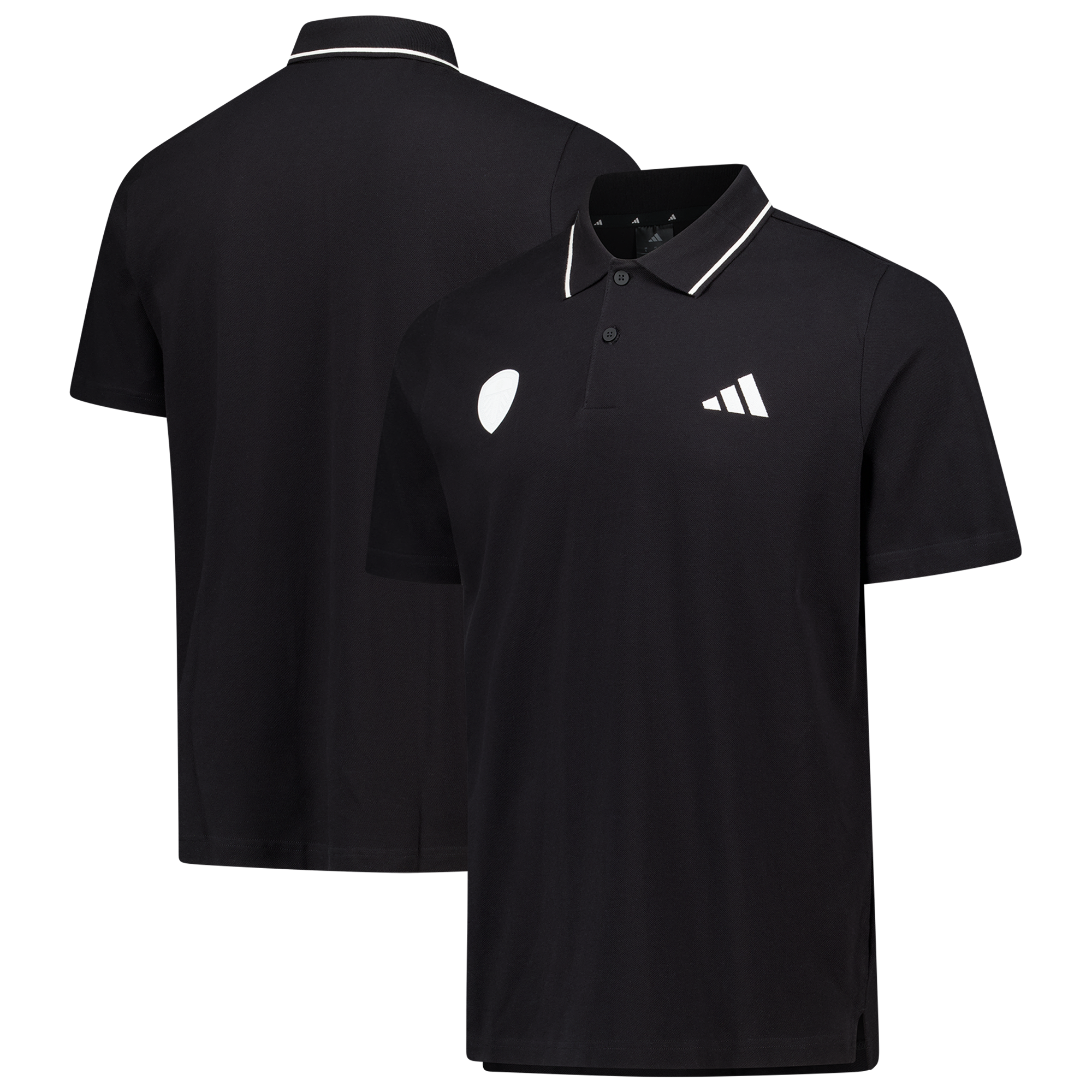 Leeds United adidas Pique Polo Shirt - Black