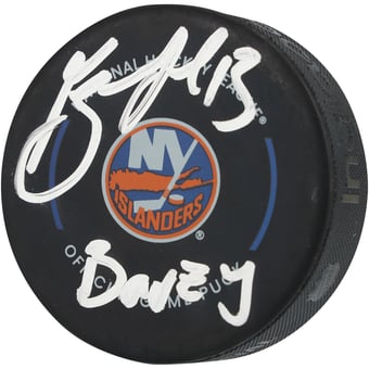 Mathew Barzal New York Islanders Autographed Official Game Puck with "Barzy" Inscription