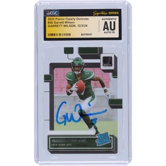 Garrett Wilson New York Jets Autographed 2022 Panini Clearly Donruss #56 CGC Fanatics Witnessed Authenticated Auto 10 Rookie Card