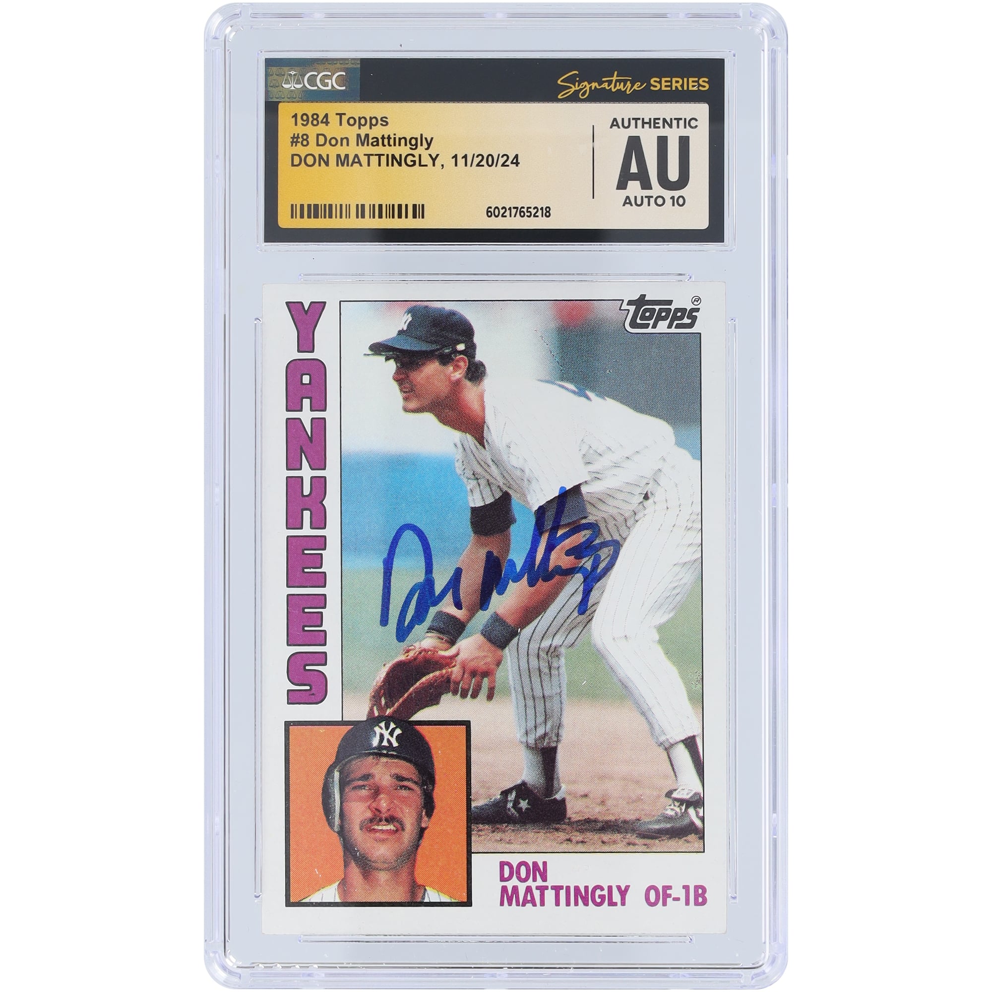 Don Mattingly New York Yankees Autographed 1984 Topps #8 CGC Fanatics Witnessed Authenticated Auto 10 Rookie Card