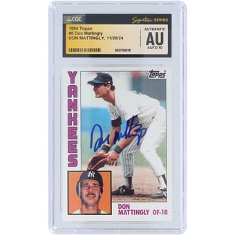 Don Mattingly New York Yankees Autographed 1984 Topps #8 CGC Fanatics Witnessed Authenticated Auto 10 Rookie Card
