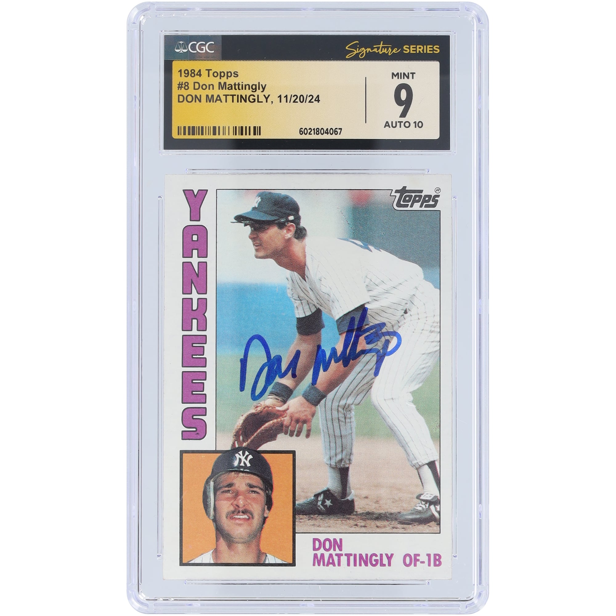 Don Mattingly New York Yankees Autographed 1984 Topps #8 CGC Fanatics Witnessed Authenticated 9/10 Rookie Card. rookie card picture