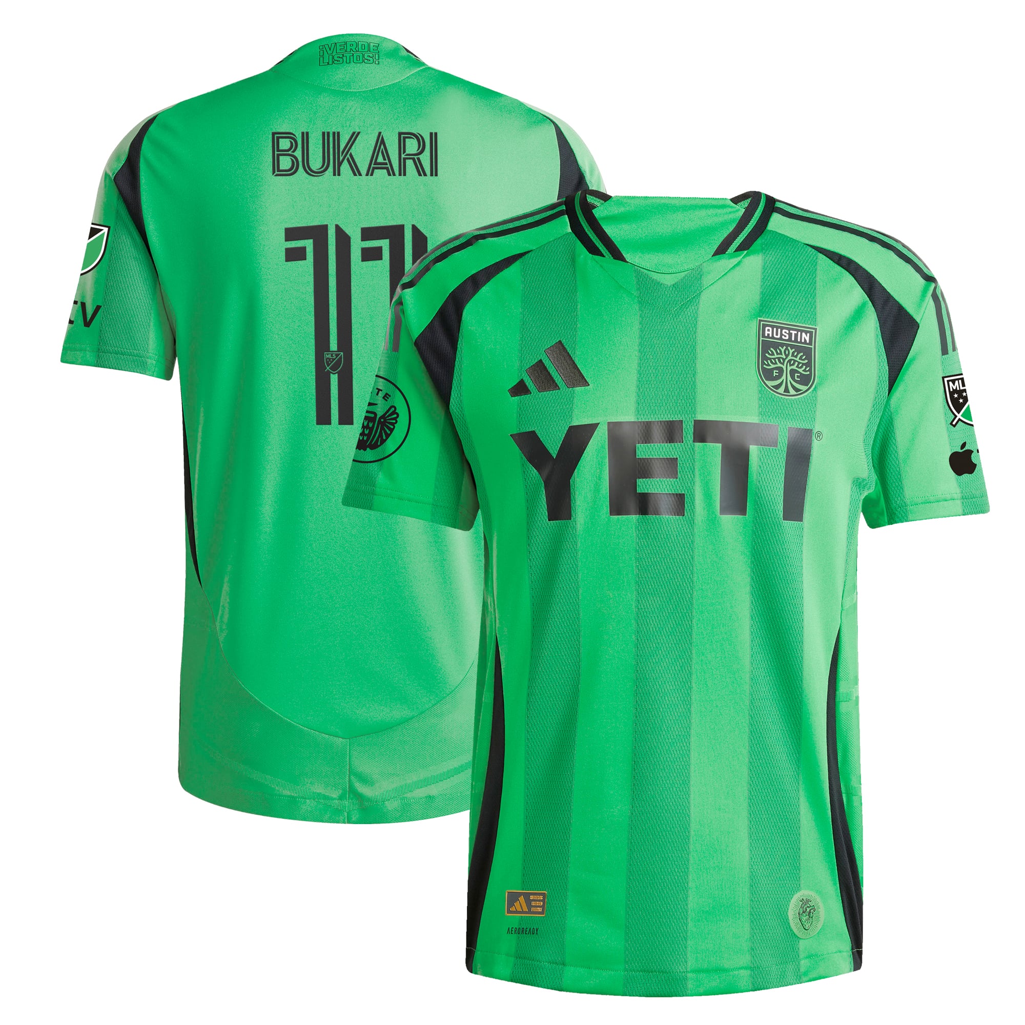 Men's adidas Green Austin FC 2025 The Heartbeat Kit Authentic Player Jersey