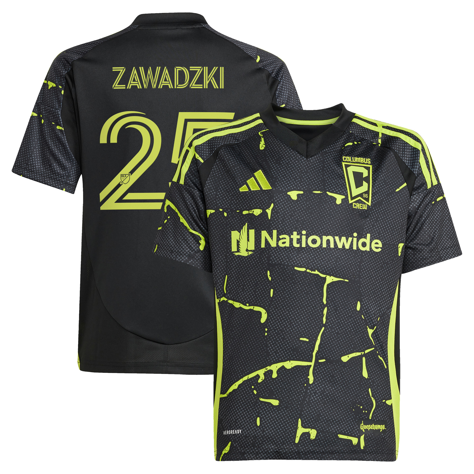 Youth adidas Sean Zawadzki Black Columbus Crew 2025 The Goosebumps Kit Replica Player Jersey