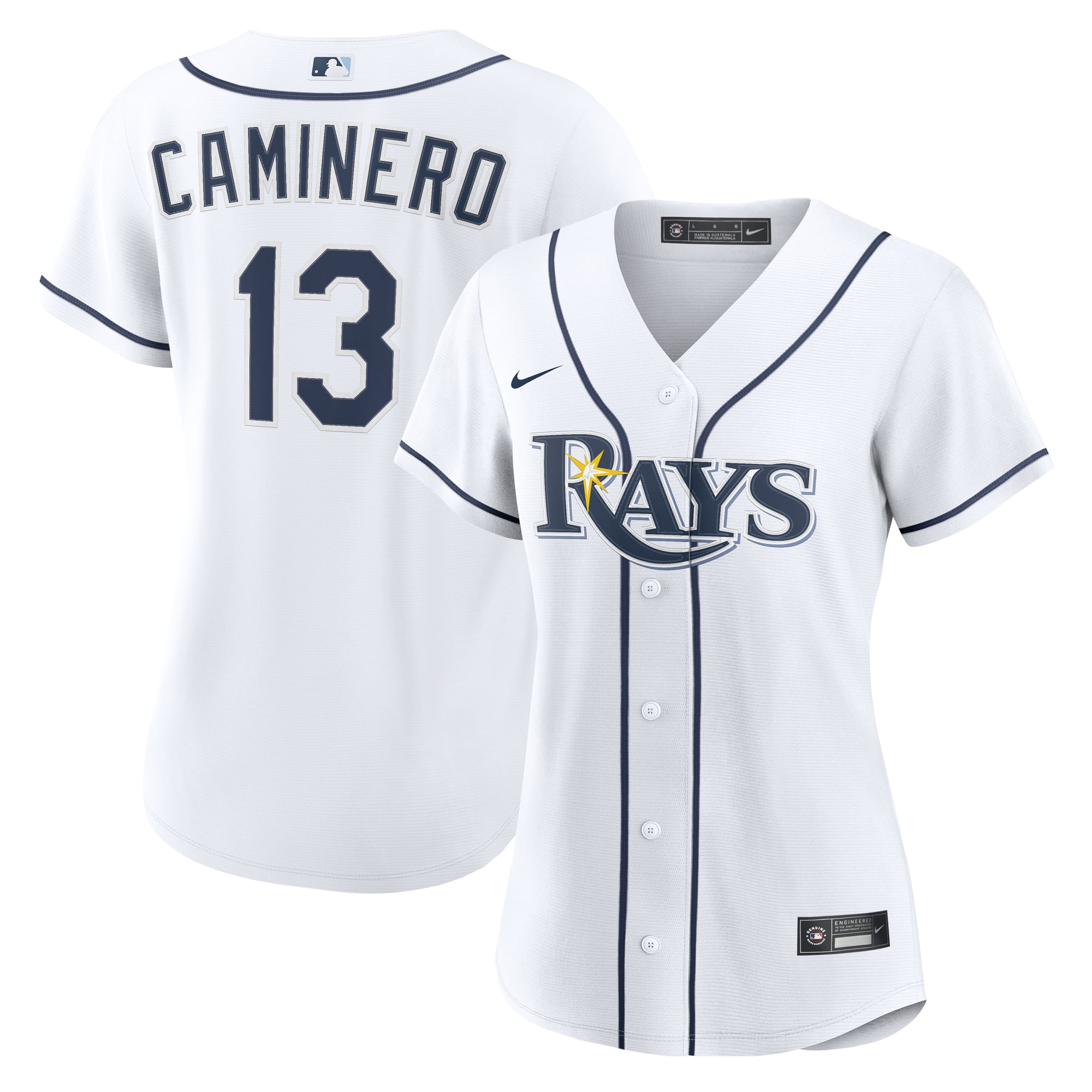 Women's Nike Junior Caminero White Tampa Bay Rays Home Replica Jersey