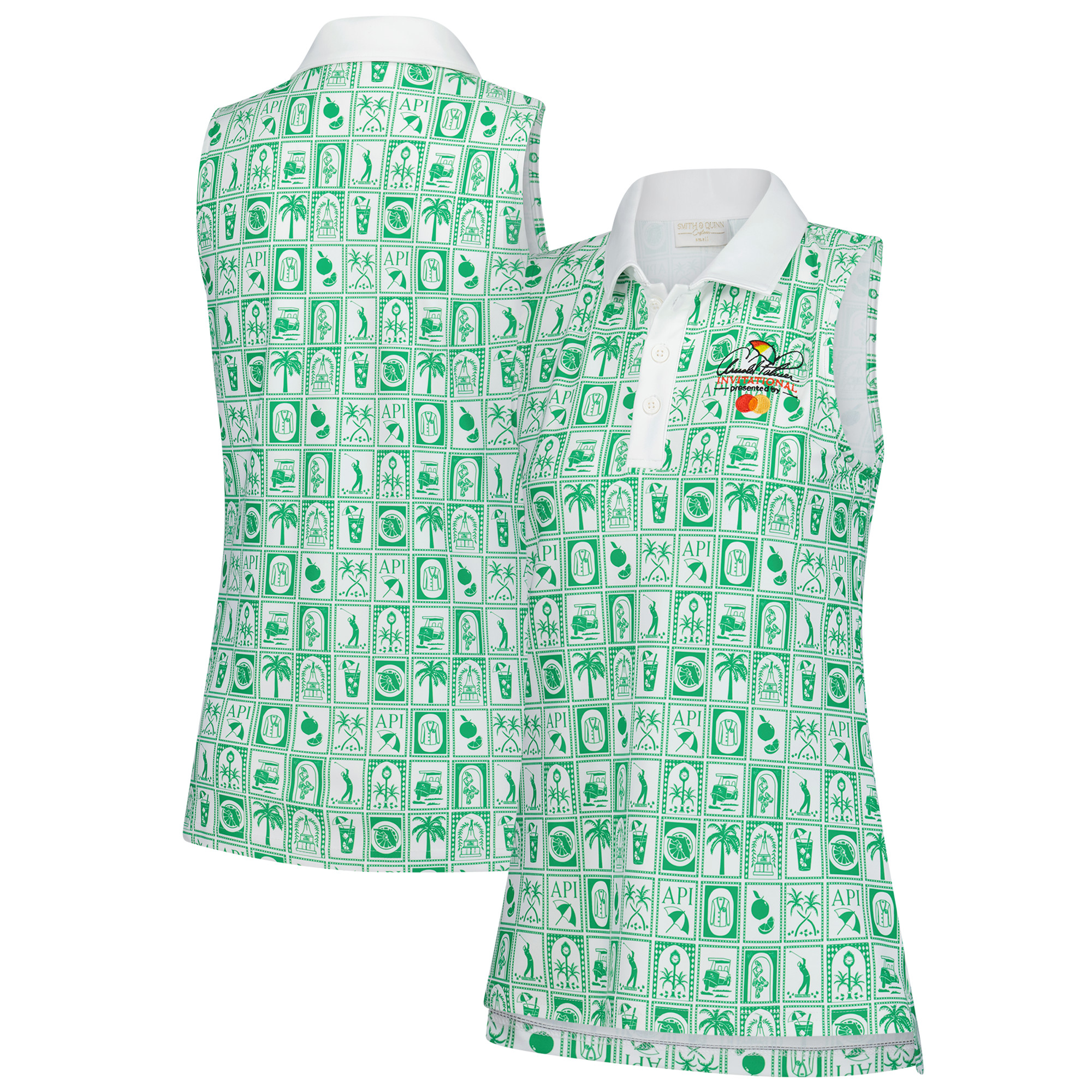 Women’s Smith & Quinn Green Arnold Palmer Invitational Geo Print Sleeveless Polo Women’s Smith & Quinn Green Arnold Palmer Invitational Geo Print Sleeveless Polo