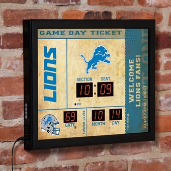 Detroit Lions 15" x 19" Bluetooth Scoreboard Wall Clock