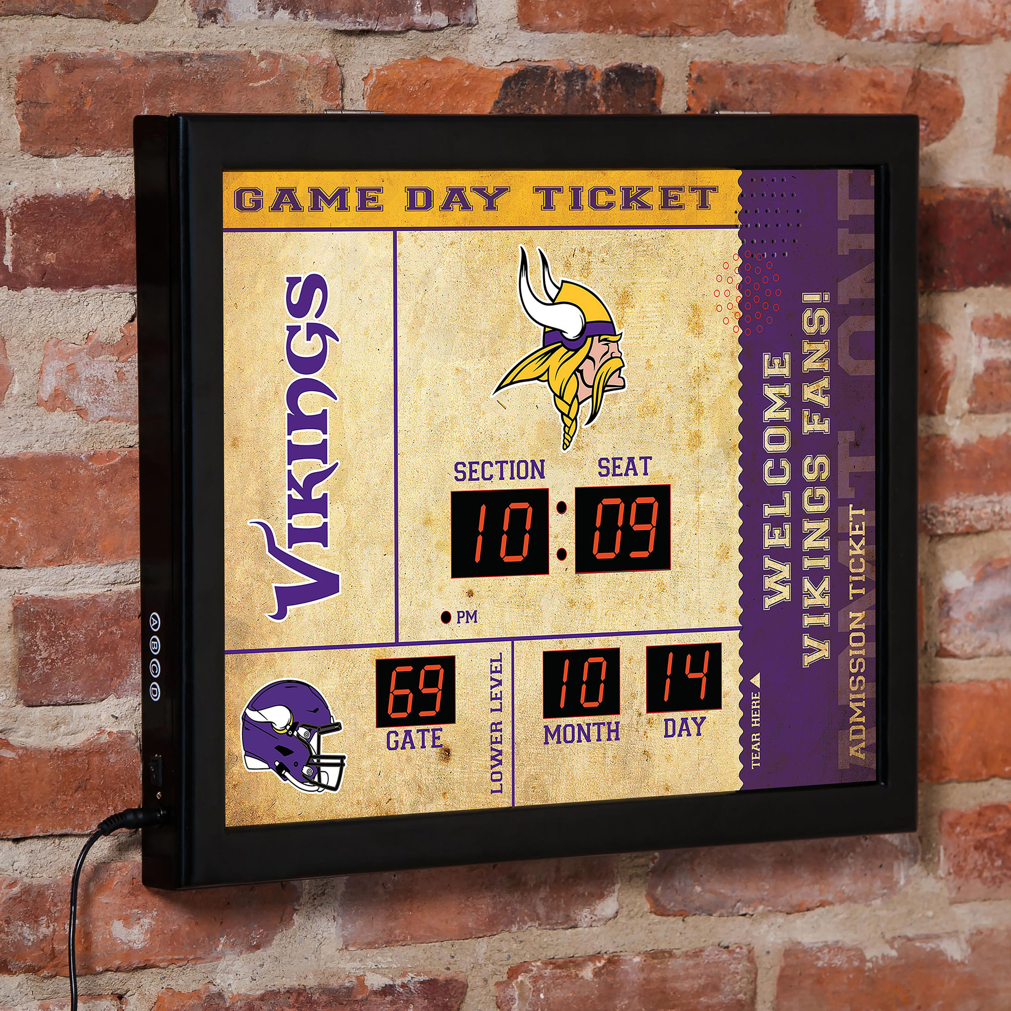NFL Gameday Ticket Wall Clock and Speaker - Minnesota Vikings