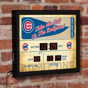 "Chicago Cubs 15"" x 19"" Bluetooth Scoreboard Wall Clock"