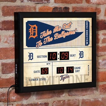 "Detroit Tigers 15"" x 19"" Bluetooth Scoreboard Wall Clock"