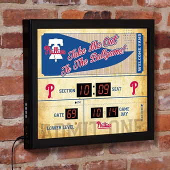 "Philadelphia Phillies 15"" x 19"" Bluetooth Scoreboard Wall Clock"