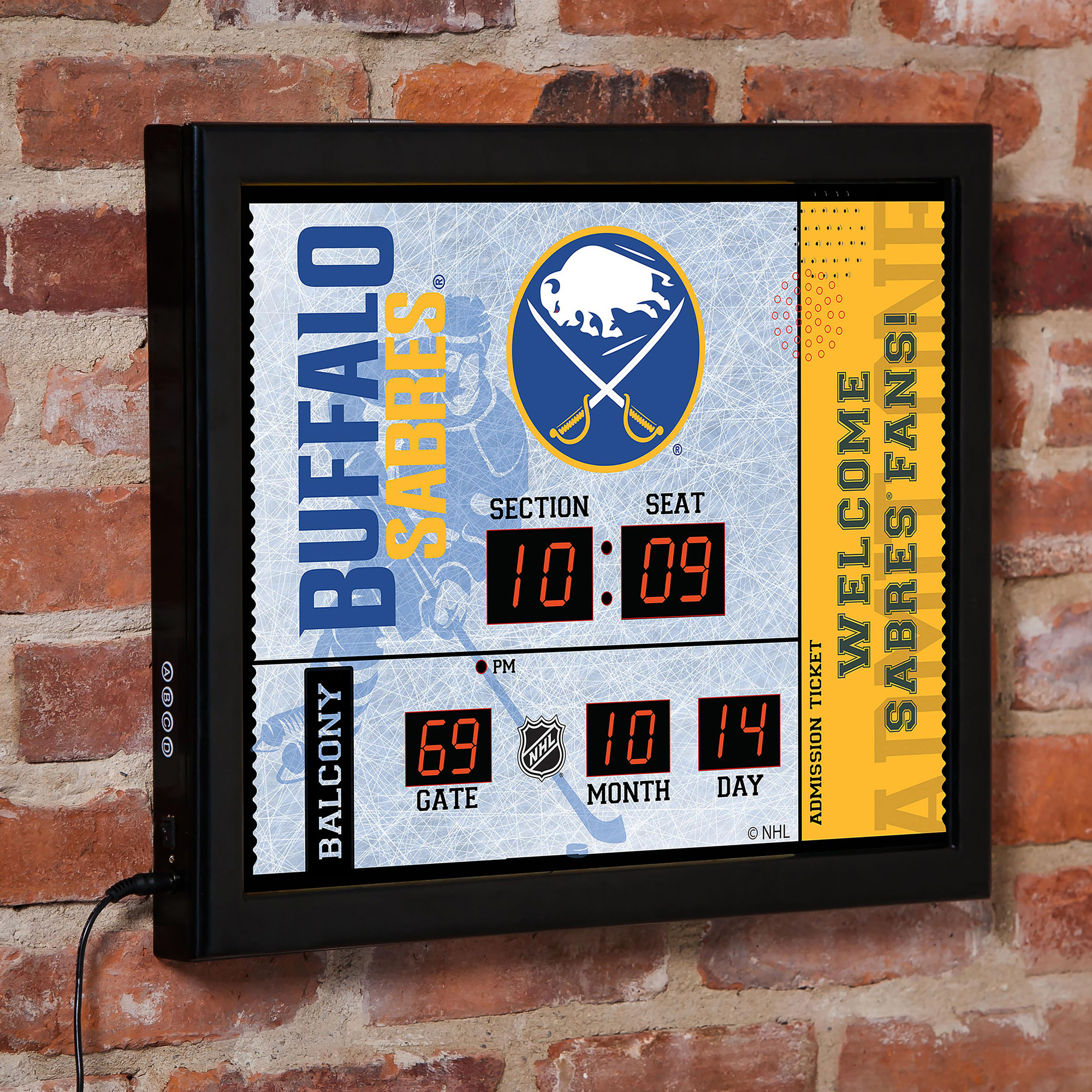 “Buffalo Sabres 15″” x 19″” Bluetooth Scoreboard Wall Clock” “Buffalo Sabres 15″” x 19″” Bluetooth Scoreboard Wall Clock”