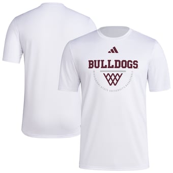 Men's adidas White Mississippi State Bulldogs Basketball Practice Net Arch Pregame T-Shirt