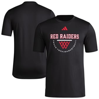 Men's adidas Black Texas Tech Red Raiders Basketball Practice Net Arch Pregame T-Shirt