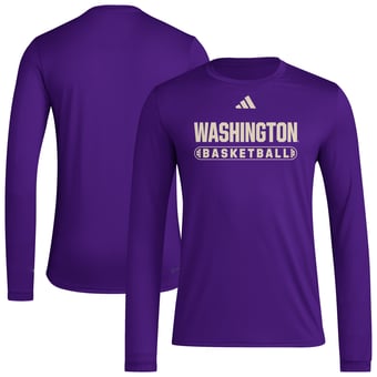 Men's adidas Purple Washington Huskies On-Court Pregame Long Sleeve T-Shirt