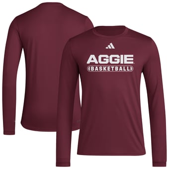 Men's adidas Maroon Texas A&M Aggies On-Court Pregame Long Sleeve T-Shirt