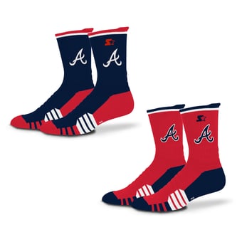 Unisex Starter  Navy/Red Atlanta Braves Breakaway Crew Sock 2 Pack