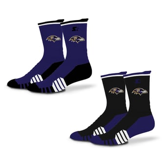 Unisex Starter  Purple/Black Baltimore Ravens Breakaway Crew Sock 2 Pack
