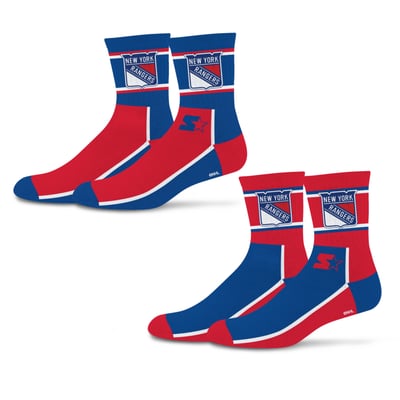 Unisex Starter  Blue/White New York Rangers Double Color Block 2-Pack Mid-Crew Socks