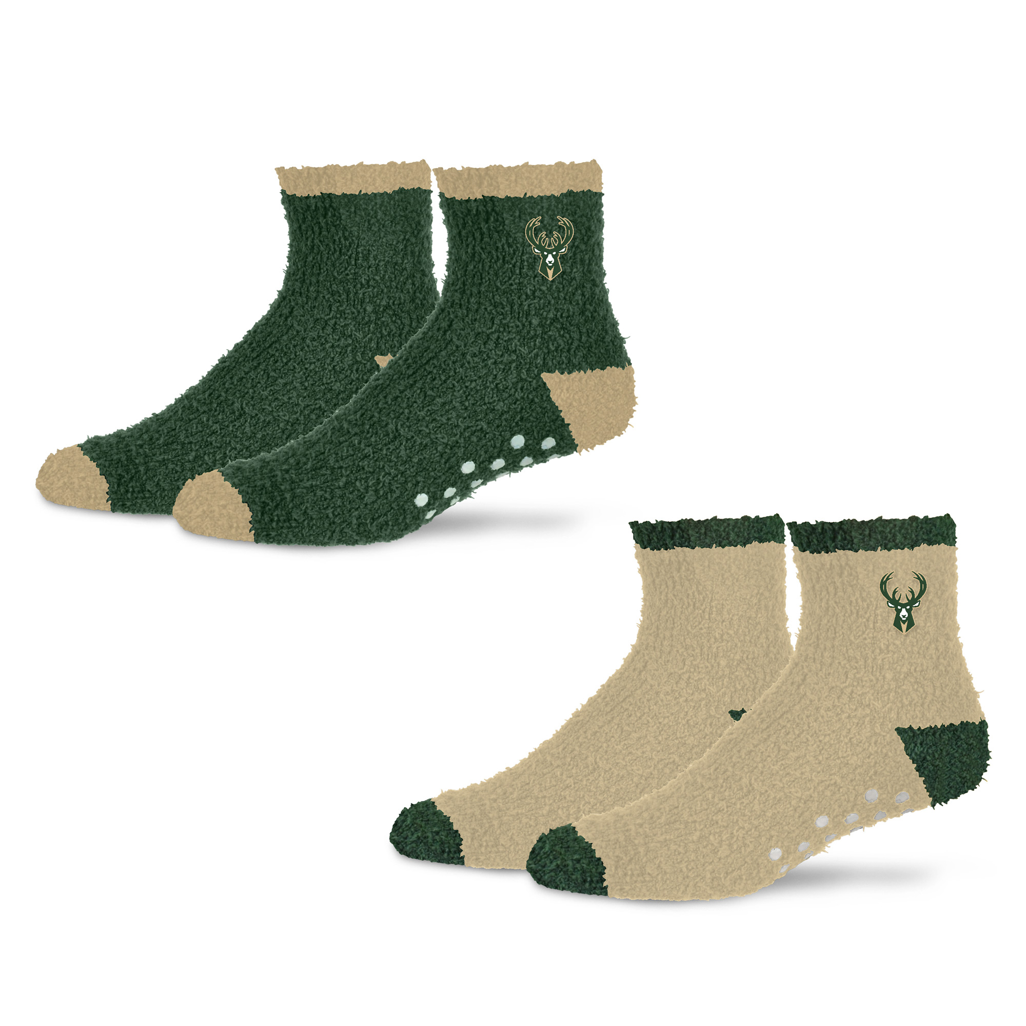 Women's Starter Hunter Green/Gold Milwaukee Bucks Home and Away Cozy Socks 2 Pack