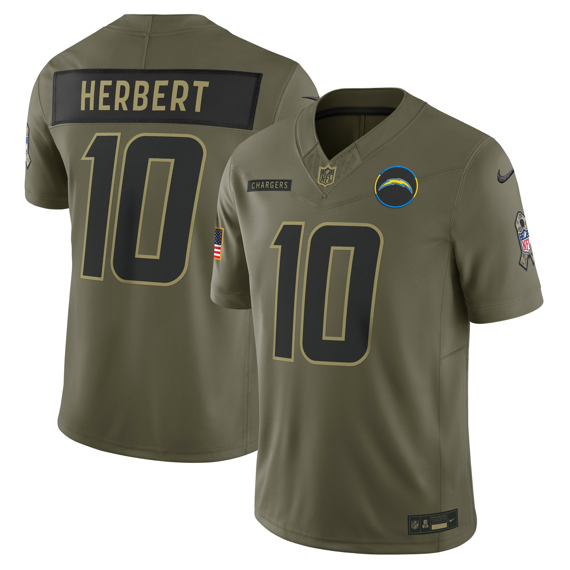 Camiseta Nike 2025 Salute to Service del Los Angeles Chargers - Justin Herbert - Hombre