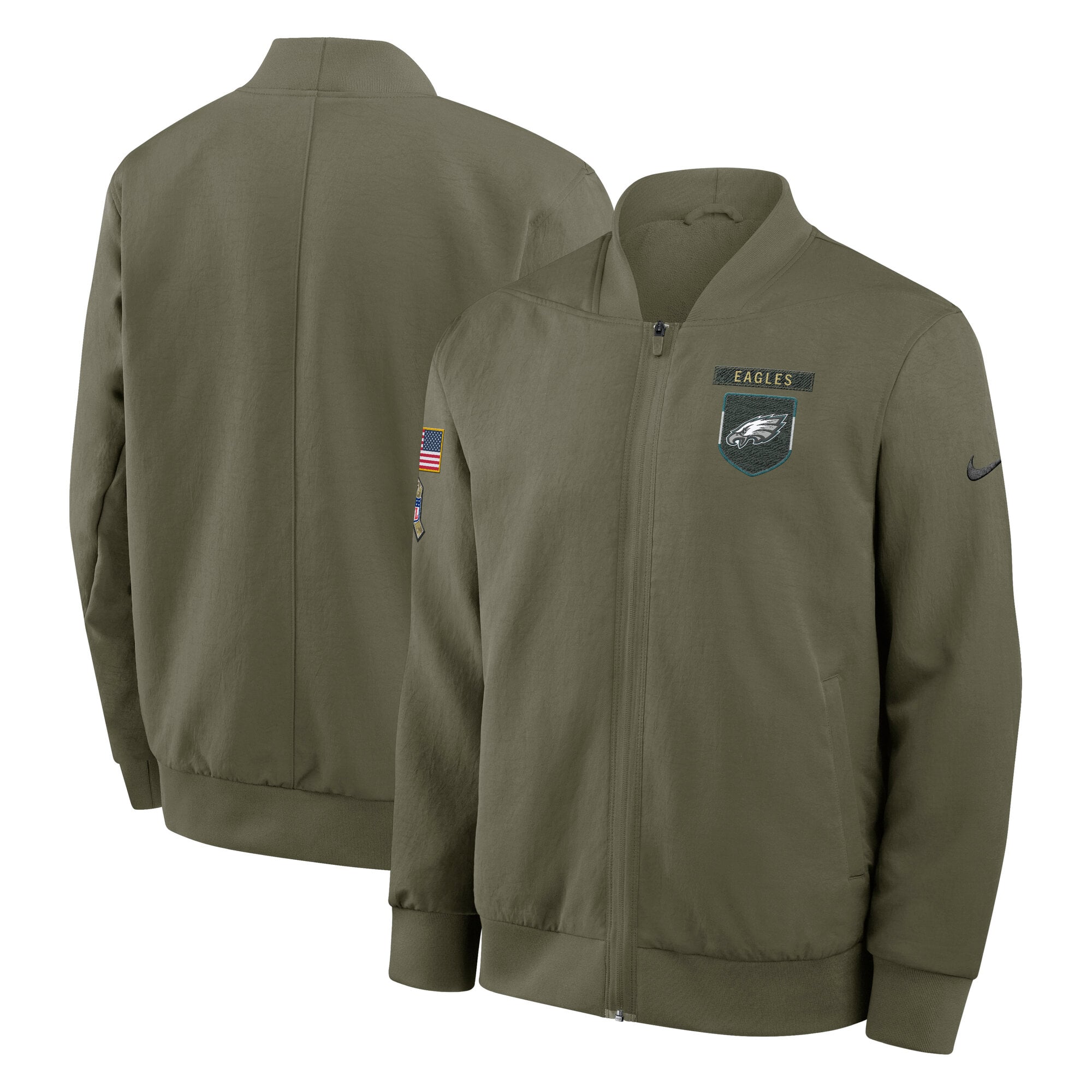 Philadelphia Eagles Nike 2025 Salute To Service Unstoppable Force Bomber Jacket - Mens